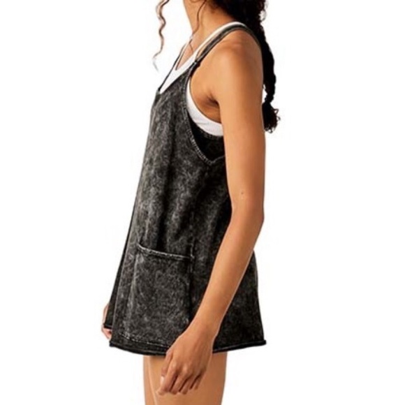 Free People Hot Shot Mini Dress With Pockets In Washed Black.NWT! Sz XS & S - Picture 7 of 15